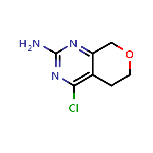 Chemical structure of 4-chloro-5H,6H,8H-pyrano[3,4-d]pyrimidin-2-amine , CAS 2171032-51-0, AChemBlock S76827