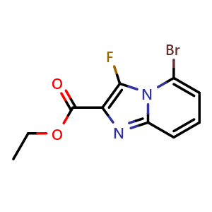 Chemical structure of ethyl 5-bromo-3-fluoro-imidazo[1,2-a]pyridine-2-carboxylate , CAS 2170670-76-3, AChemBlock S76831