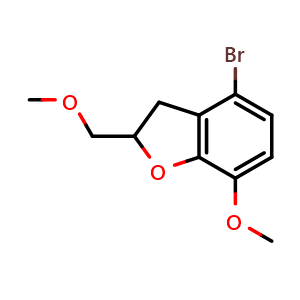 Chemical structure of 4-bromo-7-methoxy-2-(methoxymethyl)-2,3-dihydro-1-benzofuran , CAS 2170096-62-3, AChemBlock S76839