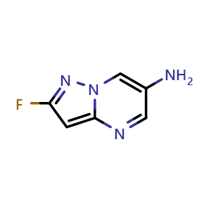 Chemical structure of 2-fluoropyrazolo[1,5-a]pyrimidin-6-amine , CAS 2169039-27-2, AChemBlock S76851