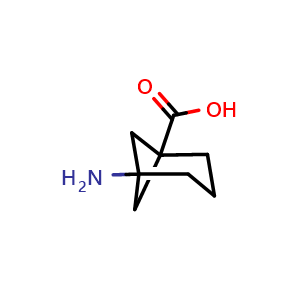 Chemical structure of 5-aminonorpinane-1-carboxylic acid , CAS 2169013-08-3, AChemBlock S76852