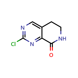 Chemical structure of 2-chloro-5H,6H,7H,8H-pyrido[3,4-d]pyrimidin-8-one , CAS 2169008-70-0, AChemBlock S76853