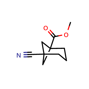 Chemical structure of methyl 5-cyanonorpinane-1-carboxylate , CAS 2168895-44-9, AChemBlock S76855
