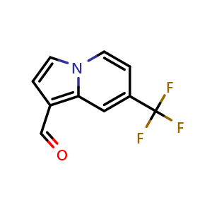 Chemical structure of 7-(trifluoromethyl)indolizine-1-carbaldehyde , CAS 2168844-10-6, AChemBlock S76858