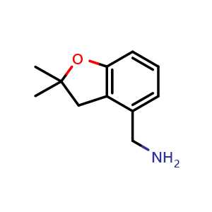 Chemical structure of (2,2-dimethyl-2,3-dihydro-1-benzofuran-4-yl)methanamine , CAS 2168062-58-4, AChemBlock S76873