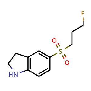 Chemical structure of 5-(3-fluoropropanesulfonyl)-2,3-dihydro-1H-indole , CAS 2168019-54-1, AChemBlock S76874
