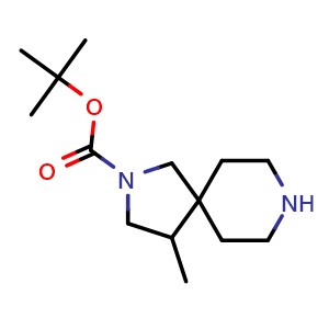 Chemical structure of tert-butyl 4-methyl-2,8-diazaspiro[4.5]decane-2-carboxylate , CAS 2166551-12-6, AChemBlock S76889