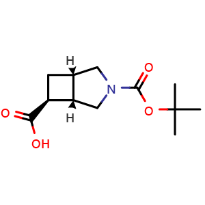 Chemical structure of (1S,5S,6S)-3-tert-butoxycarbonyl-3-azabicyclo[3.2.0]heptane-6-carboxylic acid , CAS 2165611-59-4, AChemBlock S76906
