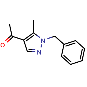 Chemical structure of 1-(1-benzyl-5-methyl-1H-pyrazol-4-yl)ethan-1-one , CAS 21635-21-2, AChemBlock S76916