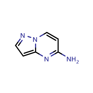 Chemical structure of pyrazolo[1,5-a]pyrimidin-5-amine , CAS 216066-95-4, AChemBlock S76921