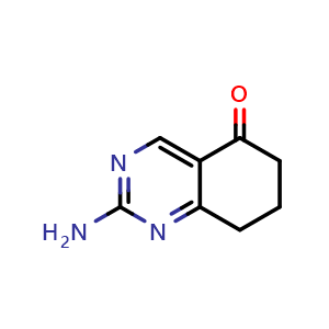Chemical structure of 2-amino-5,6,7,8-tetrahydroquinazolin-5-one , CAS 21599-36-0, AChemBlock S76924