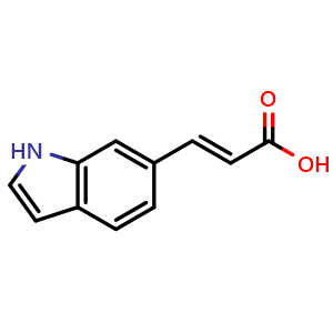 Chemical structure of (2E)-3-(1H-indol-6-yl)prop-2-enoic acid , CAS 215801-31-3, AChemBlock S76930