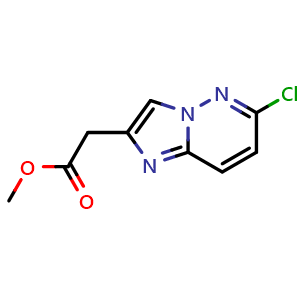 Chemical structure of methyl 2-{6-chloroimidazo[1,2-b]pyridazin-2-yl}acetate , CAS 215531-00-3, AChemBlock S76937