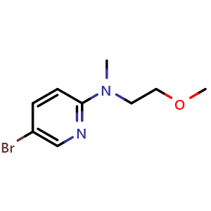Chemical structure of 5-bromo-N-(2-methoxyethyl)-N-methylpyridin-2-amine , CAS 214831-64-8, AChemBlock S76948