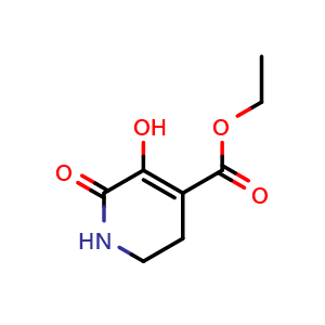 Chemical structure of ethyl 5-hydroxy-6-oxo-2,3-dihydro-1H-pyridine-4-carboxylate , CAS 21472-88-8, AChemBlock S76949