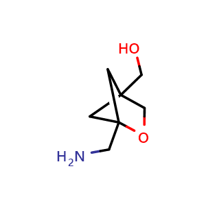Chemical structure of [1-(Aminomethyl)-2-oxabicyclo[2.1.1]hexan-4-yl]methanol , CAS 2137574-46-8, AChemBlock S76976