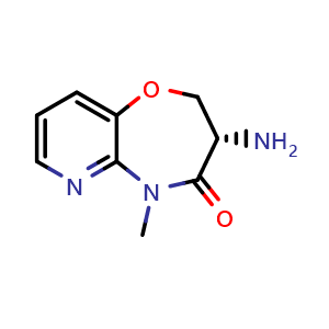 Chemical structure of (3S)-3-amino-5-methyl-2,3-dihydropyrido[3,2-b][1,4]oxazepin-4-one , CAS 2124262-64-0, AChemBlock S76998