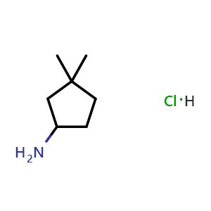 Chemical structure of 3,3-dimethylcyclopentanamine hydrochloride , CAS 212382-62-2, AChemBlock S77000