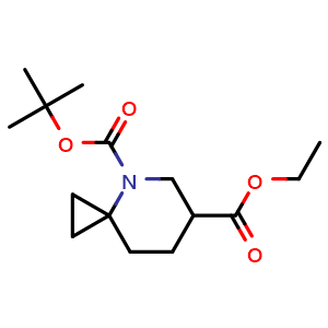 Chemical structure of 4-tert-butyl 6-ethyl 4-azaspiro[2.5]octane-4,6-dicarboxylate , CAS 2121969-00-2, AChemBlock S77001
