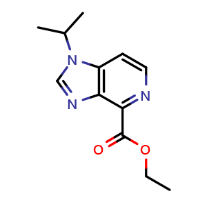 Chemical structure of ethyl 1-isopropylimidazo[4,5-c]pyridine-4-carboxylate , CAS 2120690-30-2, AChemBlock S77003