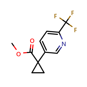 Chemical structure of methyl 1-[6-(trifluoromethyl)-3-pyridyl]cyclopropanecarboxylate , CAS 2119721-57-0, AChemBlock S77005