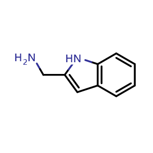 Chemical structure of 1H-indol-2-ylmethanamine , CAS 21109-25-1, AChemBlock S77015