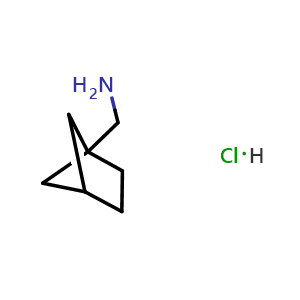 Chemical structure of 1-bicyclo[2.1.1]hexanylmethanamine;hydrochloride , CAS 2108850-31-1, AChemBlock S77019