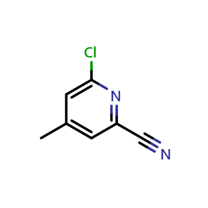Chemical structure of 6-chloro-4-methylpyridine-2-carbonitrile , CAS 209858-74-2, AChemBlock S77043