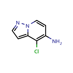 Chemical structure of 4-chloropyrazolo[1,5-a]pyridin-5-amine , CAS 2097329-59-2, AChemBlock S77052