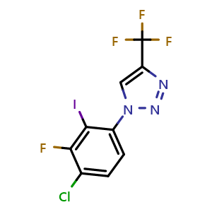 Chemical structure of 1-(4-chloro-3-fluoro-2-iodo-phenyl)-4-(trifluoromethyl)triazole , CAS 2097065-63-7, AChemBlock S77054