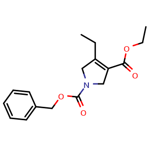 Chemical structure of 1-Benzyl 3-ethyl 4-ethyl-2,5-dihydro-1H-pyrrole-1,3-dicarboxylate , CAS 2095311-48-9, AChemBlock S77064