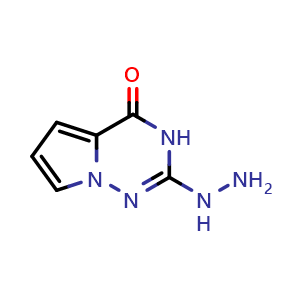 Chemical structure of 2-hydrazinyl-3H,4H-pyrrolo[2,1-f][1,2,4]triazin-4-one , CAS 2093426-58-3, AChemBlock S77070