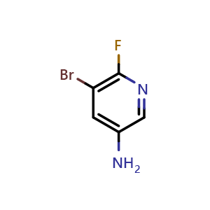 Chemical structure of 5-bromo-6-fluoropyridin-3-amine , CAS 209328-99-4, AChemBlock S77071