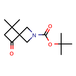 Chemical structure of tert-butyl 5,5-dimethyl-7-oxo-2-azaspiro[3.3]heptane-2-carboxylate , CAS 2092825-28-8, AChemBlock S77078