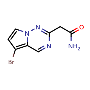 Chemical structure of 2-{5-bromopyrrolo[2,1-f][1,2,4]triazin-2-yl}acetamide , CAS 2092599-42-1, AChemBlock S77092