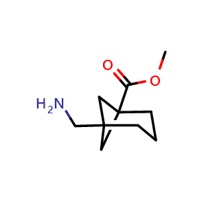 Chemical structure of methyl 5-(aminomethyl)norpinane-1-carboxylate , CAS 2092599-30-7, AChemBlock S77093
