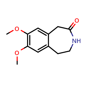Chemical structure of 7,8-dimethoxy-2,3,4,5-tetrahydro-1H-3-benzazepin-2-one , CAS 20925-64-8, AChemBlock S77097