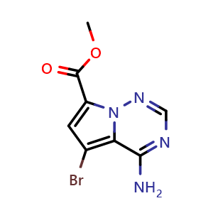 Chemical structure of Methyl 4-amino-5-bromopyrrolo[2,1-f][1,2,4]triazine-7-carboxylate , CAS 2092425-70-0, AChemBlock S77107