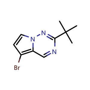 Chemical structure of 5-bromo-2-tert-butylpyrrolo[2,1-f][1,2,4]triazine , CAS 2092239-38-6, AChemBlock S77114