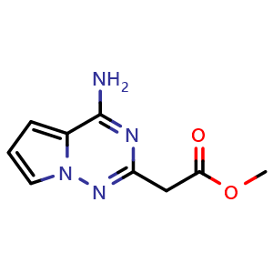 Chemical structure of methyl 2-{4-aminopyrrolo[2,1-f][1,2,4]triazin-2-yl}acetate , CAS 2092233-65-1, AChemBlock S77117