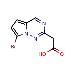 Chemical structure of 2-{7-bromopyrrolo[2,1-f][1,2,4]triazin-2-yl}acetic acid , CAS 2091685-14-0, AChemBlock S77138