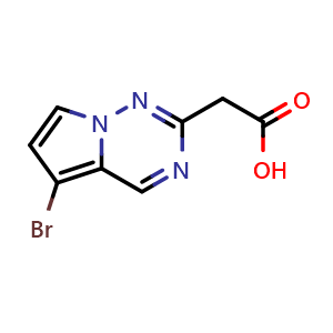 Chemical structure of 2-{5-bromopyrrolo[2,1-f][1,2,4]triazin-2-yl}acetic acid , CAS 2091480-93-0, AChemBlock S77149