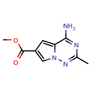 Chemical structure of Methyl 4-amino-2-methylpyrrolo[2,1-f][1,2,4]triazine-6-carboxylate , CAS 2091431-78-4, AChemBlock S77153