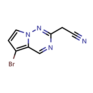 Chemical structure of 2-{5-bromopyrrolo[2,1-f][1,2,4]triazin-2-yl}acetonitrile , CAS 2091089-03-9, AChemBlock S77175