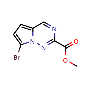 Chemical structure of methyl 7-bromopyrrolo[2,1-f][1,2,4]triazine-2-carboxylate , CAS 2090940-99-9, AChemBlock S77181