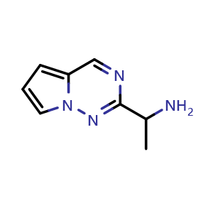 Chemical structure of 1-{pyrrolo[2,1-f][1,2,4]triazin-2-yl}ethan-1-amine , CAS 2090914-55-7, AChemBlock S77182
