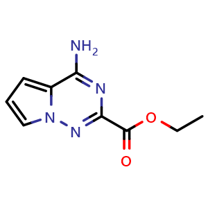 Chemical structure of ethyl 4-aminopyrrolo[2,1-f][1,2,4]triazine-2-carboxylate , CAS 2090669-93-3, AChemBlock S77192