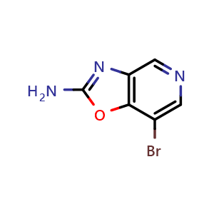Chemical structure of 7-bromo-[1,3]oxazolo[4,5-c]pyridin-2-amine , CAS 2090435-32-6, AChemBlock S77200