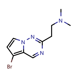 Chemical structure of (2-{5-bromopyrrolo[2,1-f][1,2,4]triazin-2-yl}ethyl)dimethylamine , CAS 2090298-55-6, AChemBlock S77205