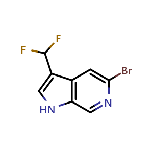 Chemical structure of 5-bromo-3-(difluoromethyl)-1H-pyrrolo[2,3-c]pyridine , CAS 2090237-62-8, AChemBlock S77207